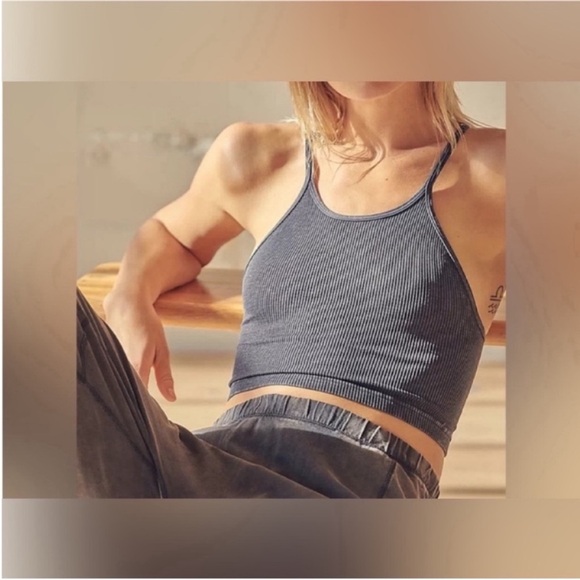 NWOT Free People FP Movement Happiness Runs Crop Tank - washed black - XS/S - Picture 1 of 9